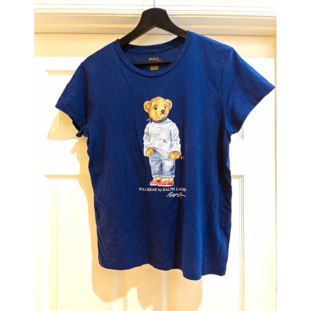 Polo Ralph Lauren Polo Bear Graphic Crew Neck T-Shirt Blue Short Sleeve  women M
